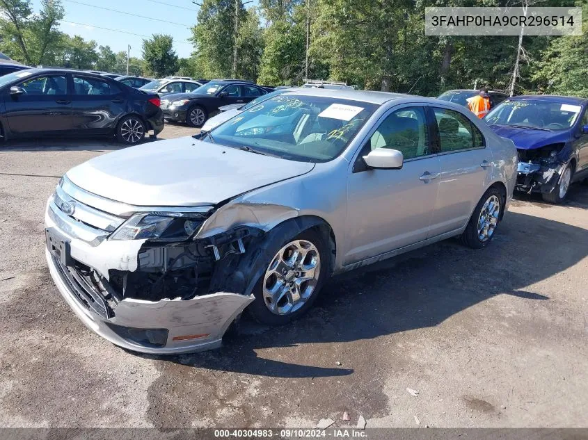 2012 Ford Fusion Se VIN: 3FAHP0HA9CR296514 Lot: 40304983