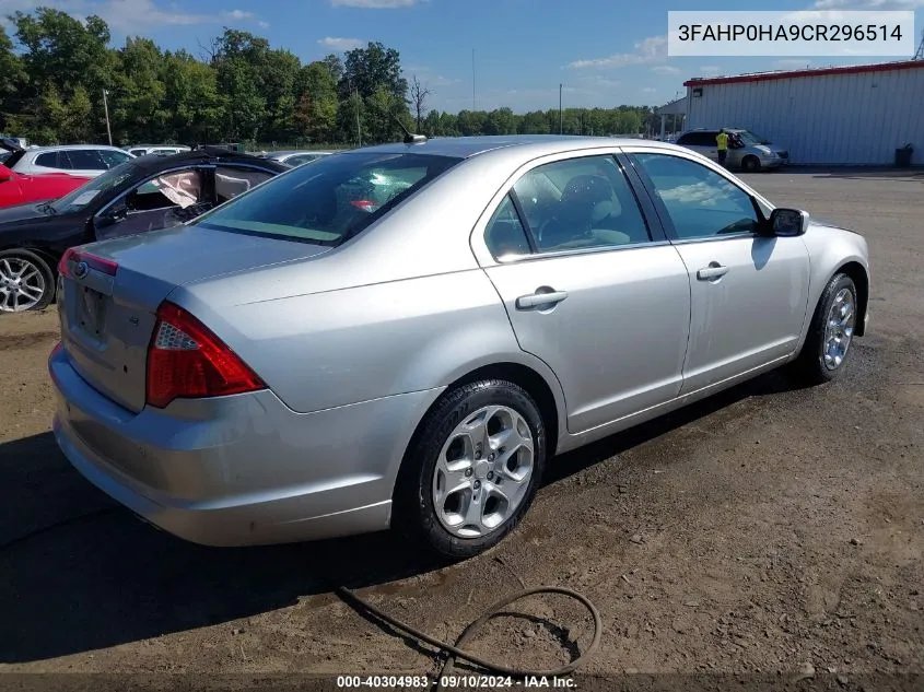 2012 Ford Fusion Se VIN: 3FAHP0HA9CR296514 Lot: 40304983