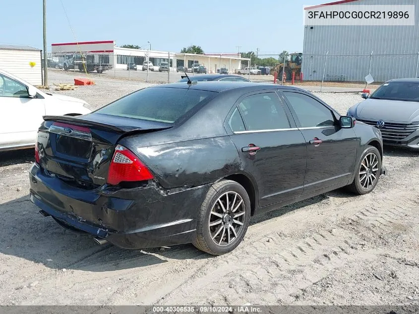 2012 Ford Fusion Sel VIN: 3FAHP0CG0CR219896 Lot: 40306535