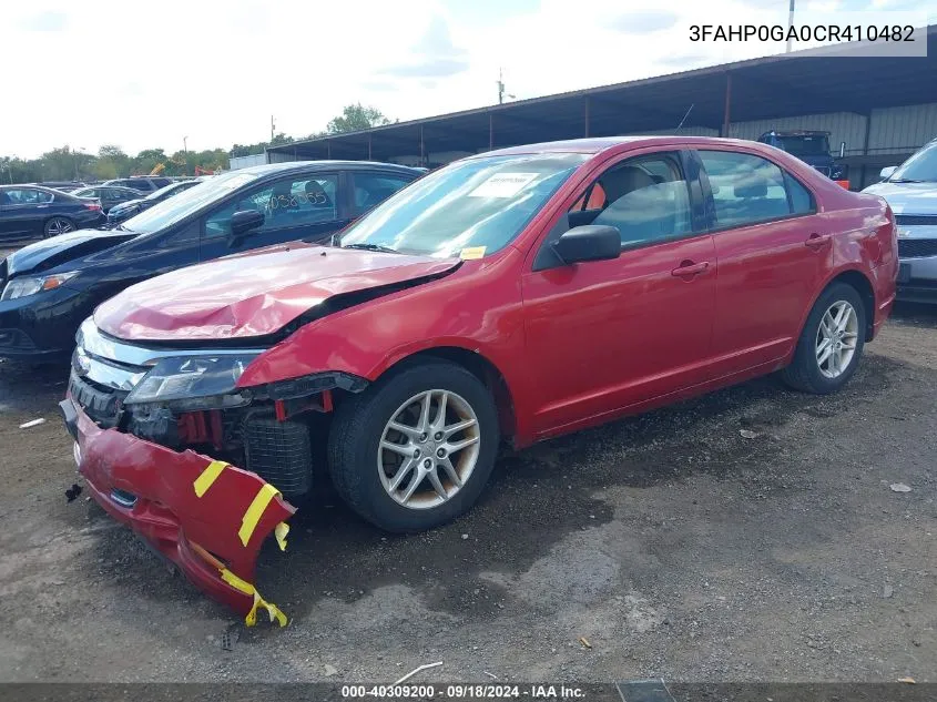 2012 Ford Fusion S VIN: 3FAHP0GA0CR410482 Lot: 40309200