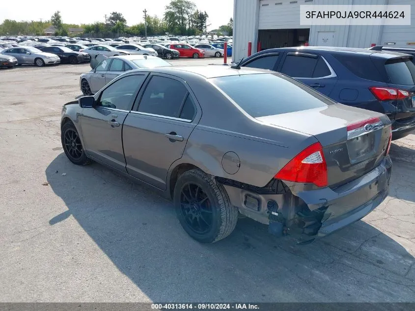 2012 Ford Fusion Sel VIN: 3FAHP0JA9CR444624 Lot: 40313614