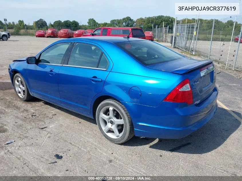 2012 Ford Fusion Sel VIN: 3FAHP0JA9CR377619 Lot: 40313728