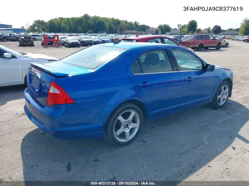 2012 Ford Fusion Sel VIN: 3FAHP0JA9CR377619 Lot: 40313728