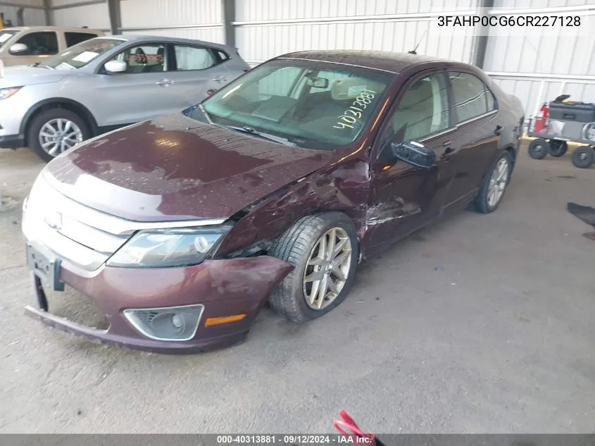 2012 Ford Fusion Sel VIN: 3FAHP0CG6CR227128 Lot: 40313881