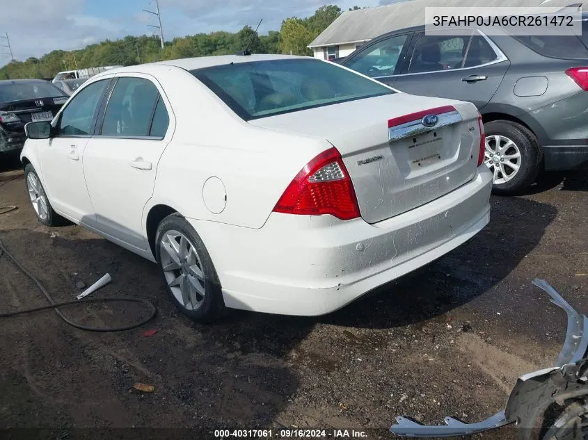 2012 Ford Fusion Sel VIN: 3FAHP0JA6CR261472 Lot: 40317061