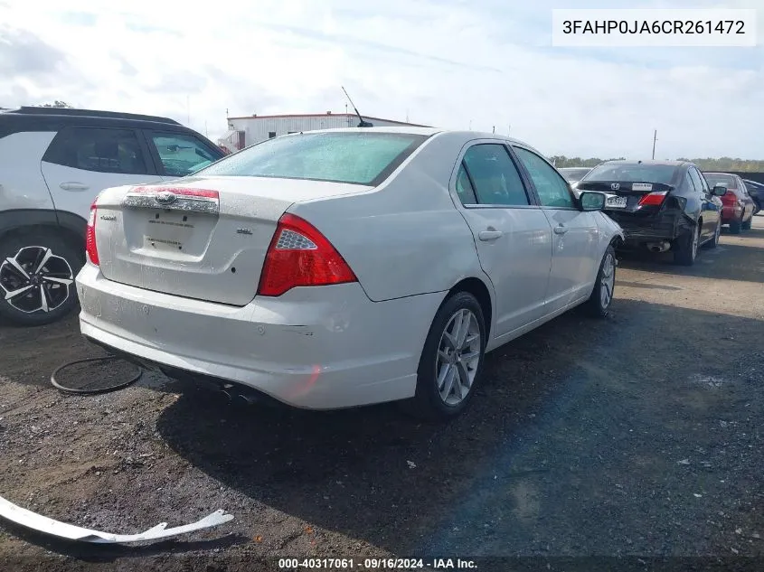 2012 Ford Fusion Sel VIN: 3FAHP0JA6CR261472 Lot: 40317061