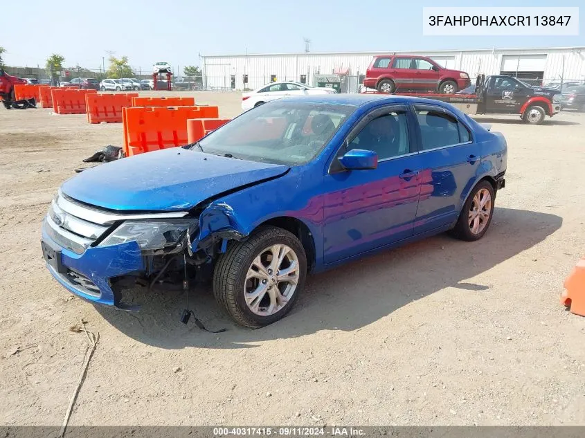 2012 Ford Fusion Se VIN: 3FAHP0HAXCR113847 Lot: 40317415