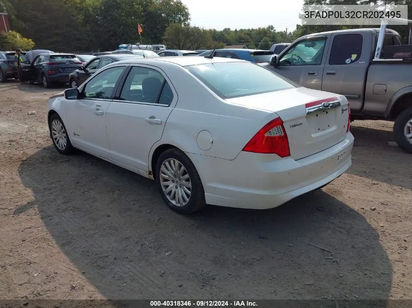 2012 Ford Fusion Hybrid Hybrid VIN: 3FADP0L32CR202495 Lot: 40318346