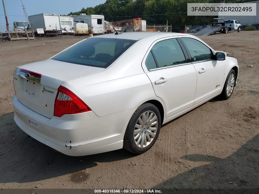 2012 Ford Fusion Hybrid Hybrid VIN: 3FADP0L32CR202495 Lot: 40318346