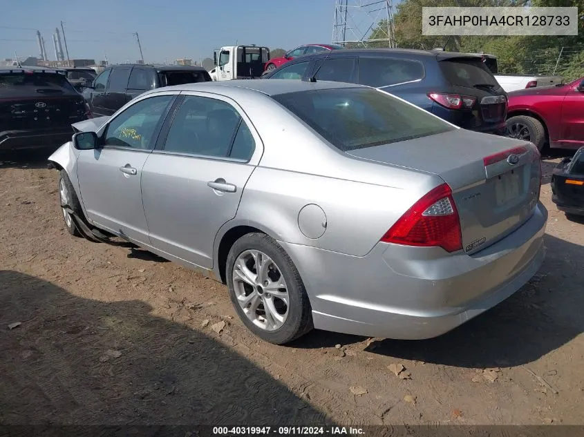 2012 Ford Fusion Se VIN: 3FAHP0HA4CR128733 Lot: 40319947