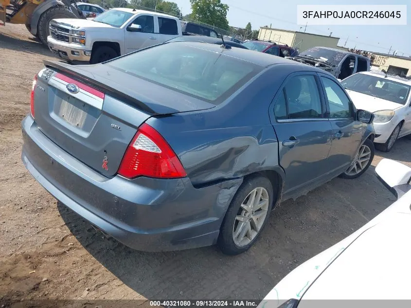 2012 Ford Fusion Sel VIN: 3FAHP0JA0CR246045 Lot: 40321080