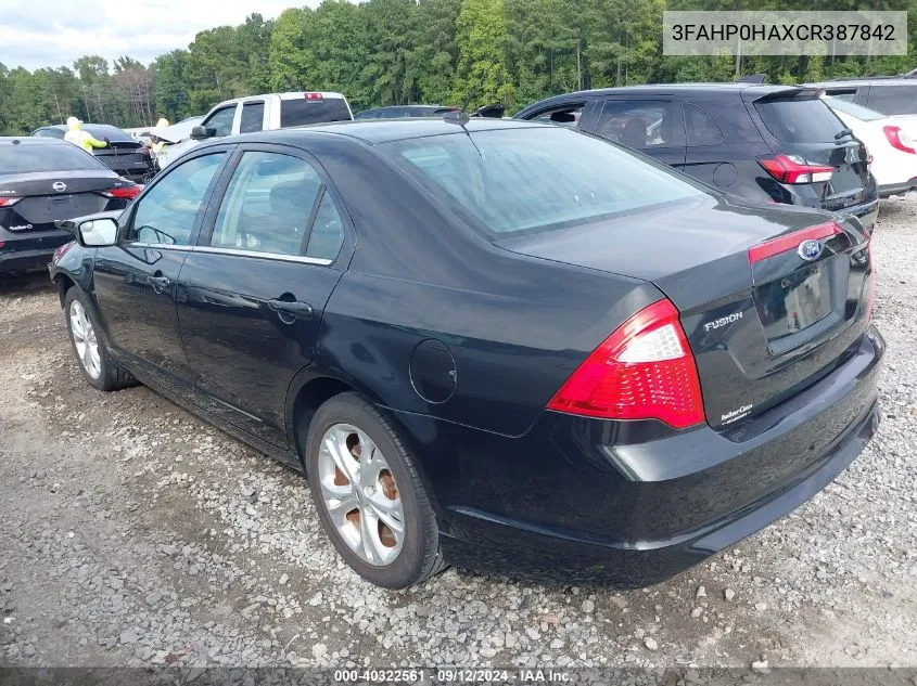 2012 Ford Fusion Se VIN: 3FAHP0HAXCR387842 Lot: 40322561