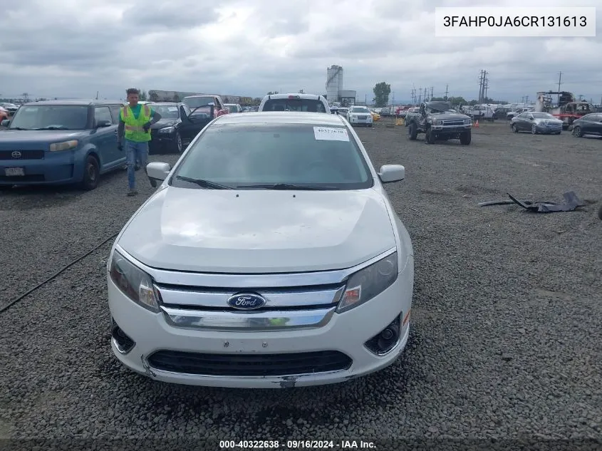 2012 Ford Fusion Sel VIN: 3FAHP0JA6CR131613 Lot: 40322638