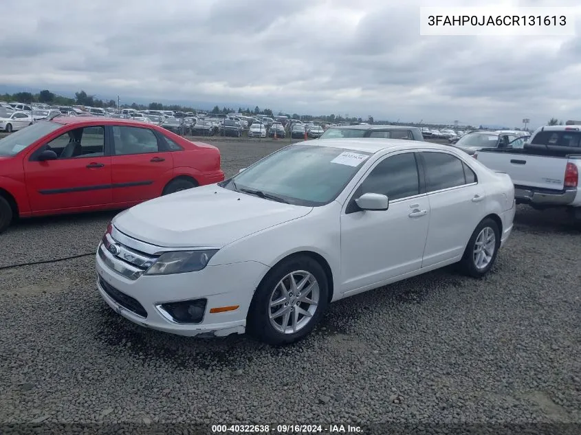 2012 Ford Fusion Sel VIN: 3FAHP0JA6CR131613 Lot: 40322638