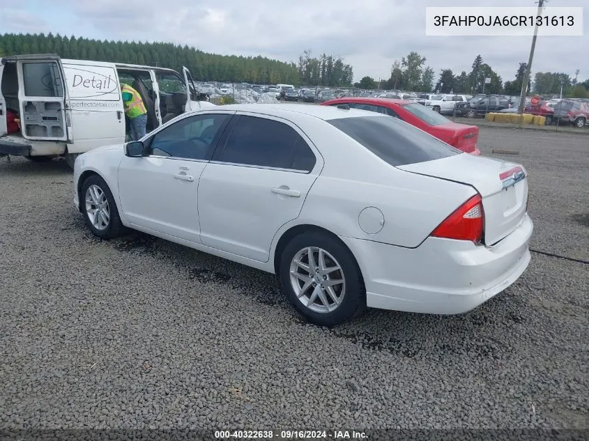 2012 Ford Fusion Sel VIN: 3FAHP0JA6CR131613 Lot: 40322638