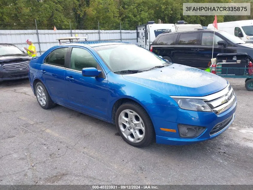 3FAHP0HA7CR335875 2012 Ford Fusion Se