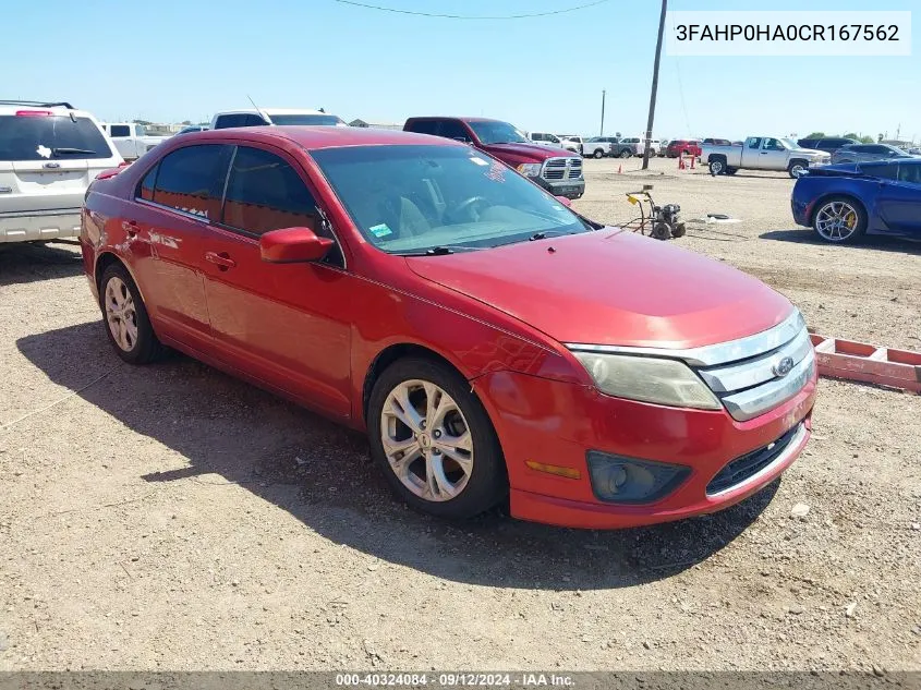 2012 Ford Fusion Se VIN: 3FAHP0HA0CR167562 Lot: 40324084