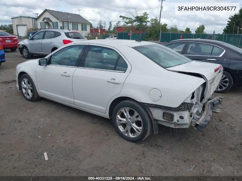 2012 Ford Fusion Se VIN: 3FAHP0HA9CR304577 Lot: 40331225