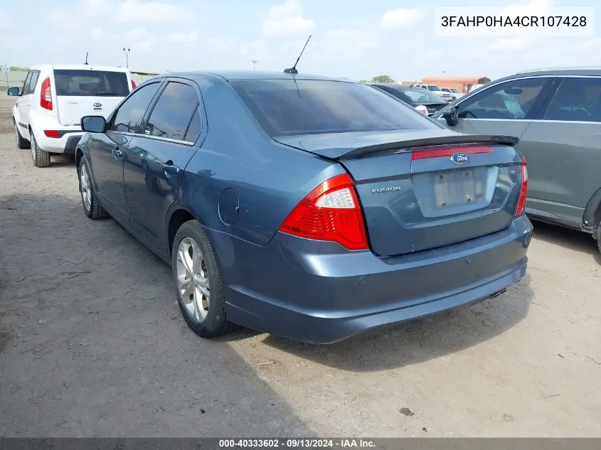 2012 Ford Fusion Se VIN: 3FAHP0HA4CR107428 Lot: 40333602