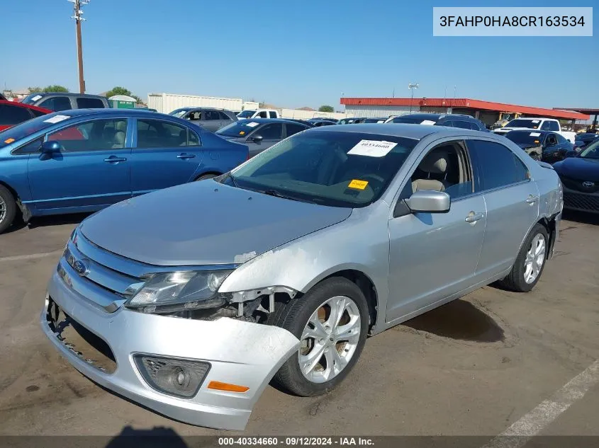 2012 Ford Fusion Se VIN: 3FAHP0HA8CR163534 Lot: 40334660