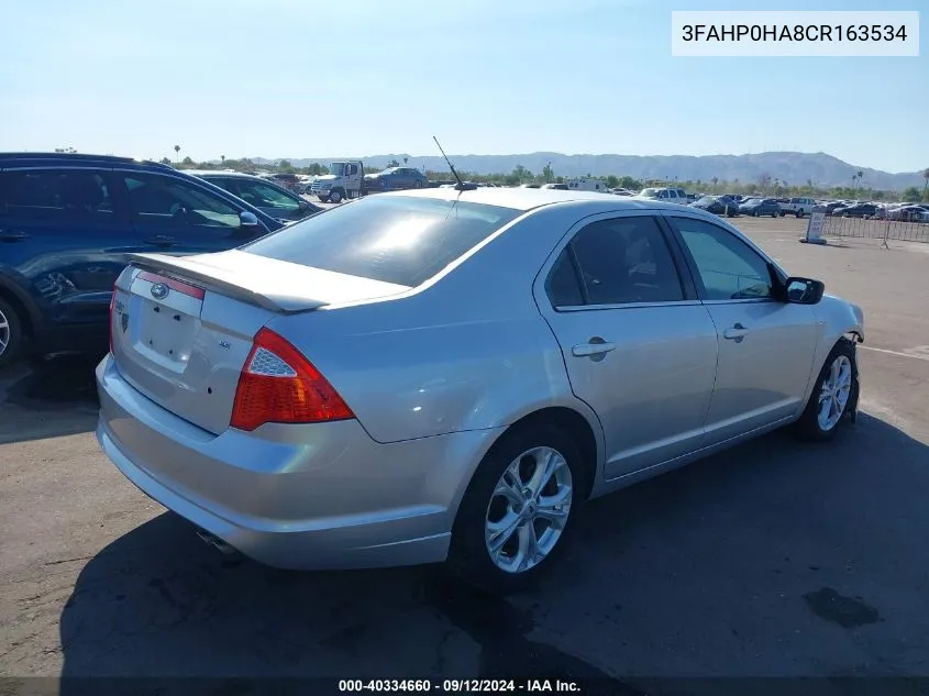 2012 Ford Fusion Se VIN: 3FAHP0HA8CR163534 Lot: 40334660