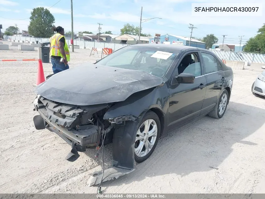 2012 Ford Fusion Se VIN: 3FAHP0HA0CR430097 Lot: 40336045