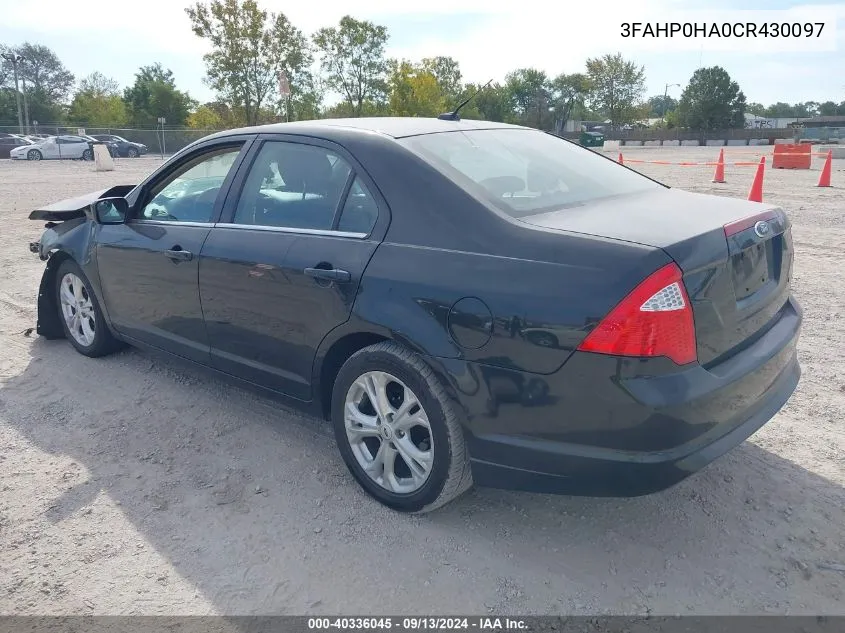 2012 Ford Fusion Se VIN: 3FAHP0HA0CR430097 Lot: 40336045