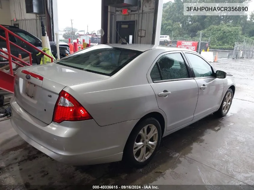 2012 Ford Fusion Se VIN: 3FAHP0HA9CR356890 Lot: 40336615