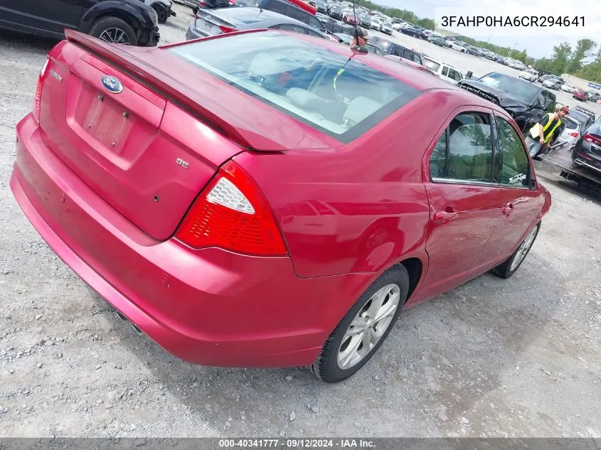 3FAHP0HA6CR294641 2012 Ford Fusion Se