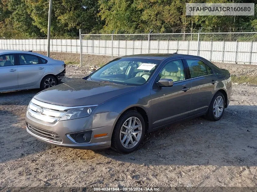 2012 Ford Fusion Sel VIN: 3FAHP0JA1CR160680 Lot: 40341944