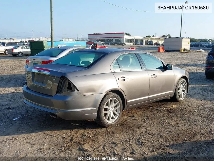 2012 Ford Fusion Sel VIN: 3FAHP0JA1CR160680 Lot: 40341944