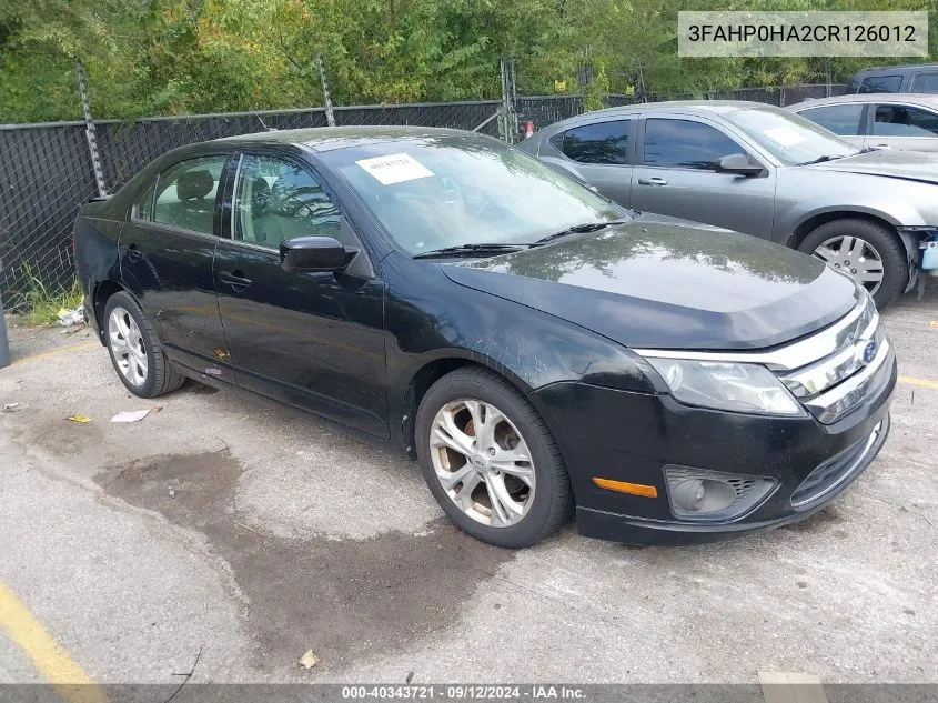 2012 Ford Fusion Se VIN: 3FAHP0HA2CR126012 Lot: 40343721