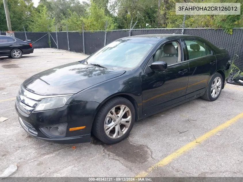 2012 Ford Fusion Se VIN: 3FAHP0HA2CR126012 Lot: 40343721