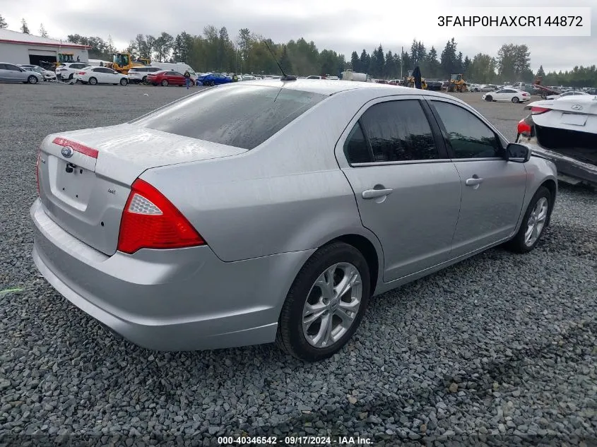 2012 Ford Fusion Se VIN: 3FAHP0HAXCR144872 Lot: 40346542