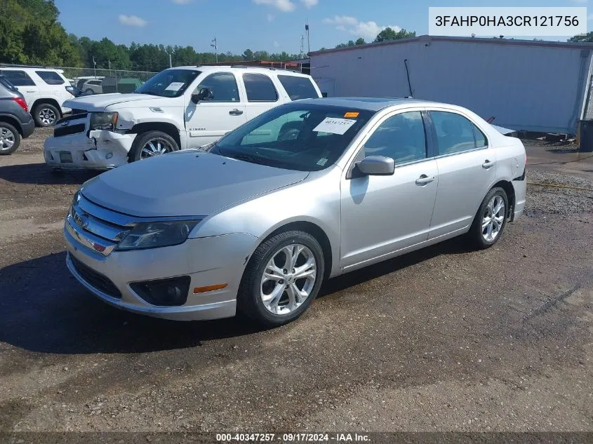 2012 Ford Fusion Se VIN: 3FAHP0HA3CR121756 Lot: 40347257