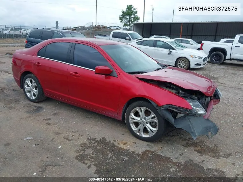 2012 Ford Fusion Se VIN: 3FAHP0HA8CR372675 Lot: 40347542