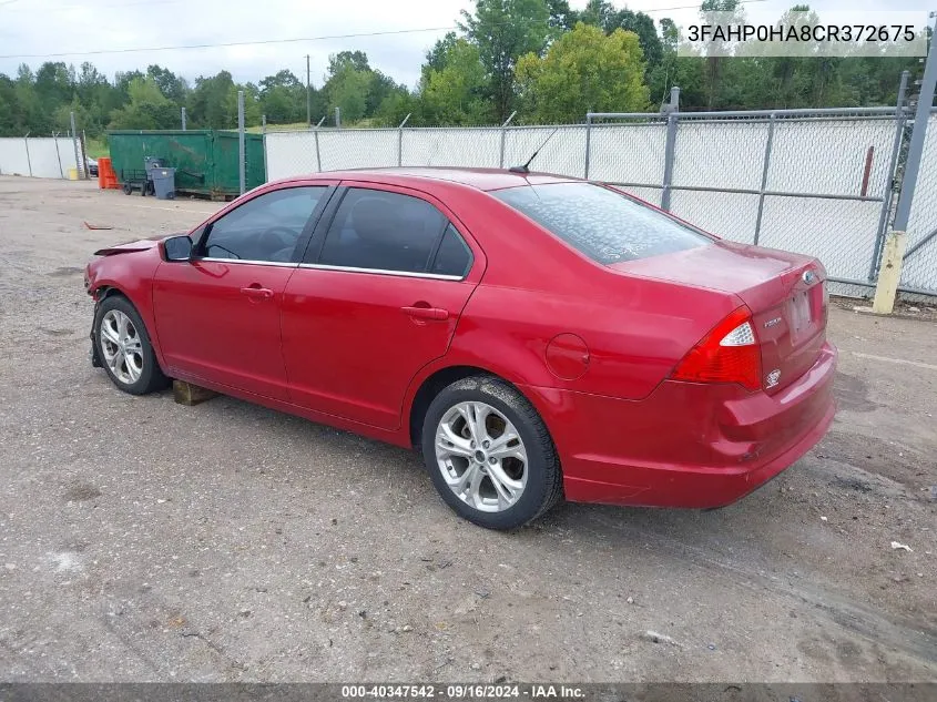 2012 Ford Fusion Se VIN: 3FAHP0HA8CR372675 Lot: 40347542