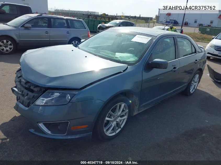 2012 Ford Fusion Sel VIN: 3FAHP0JA4CR375762 Lot: 40347719