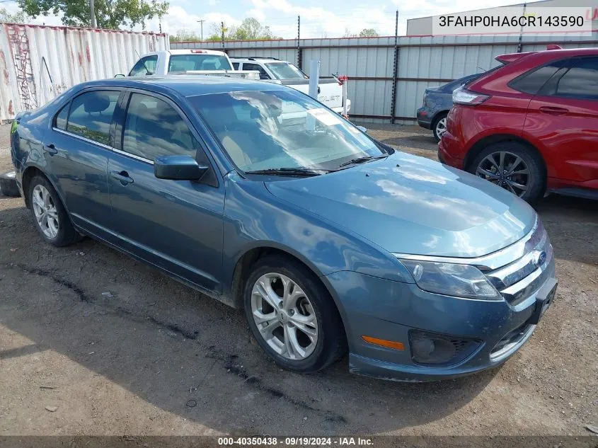 2012 Ford Fusion Se VIN: 3FAHP0HA6CR143590 Lot: 40350438