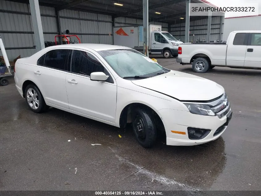 2012 Ford Fusion Se VIN: 3FAHP0HA0CR333272 Lot: 40354125