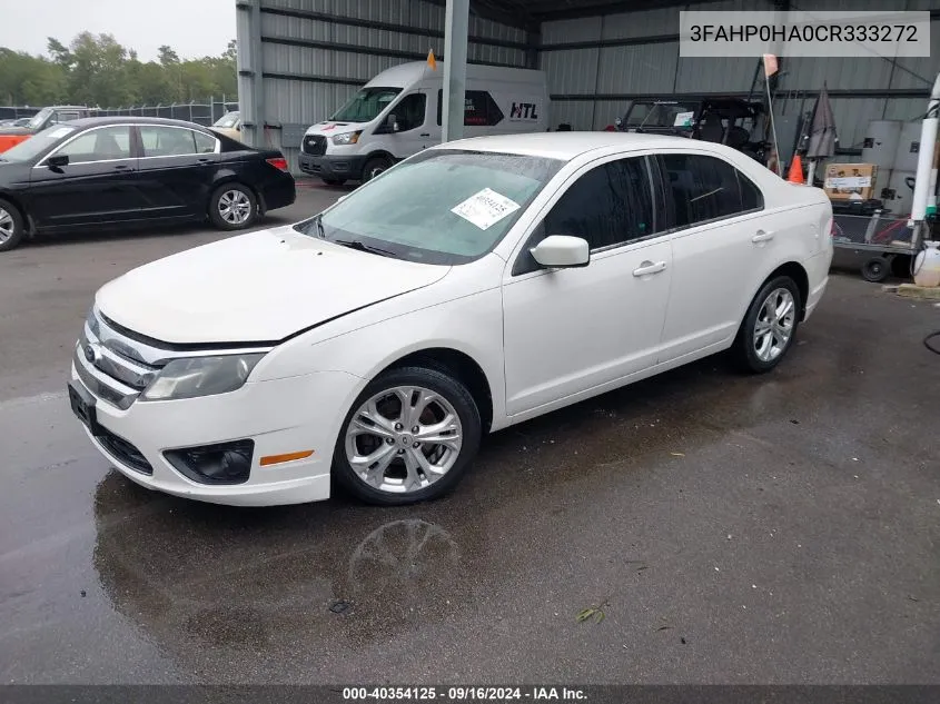 2012 Ford Fusion Se VIN: 3FAHP0HA0CR333272 Lot: 40354125