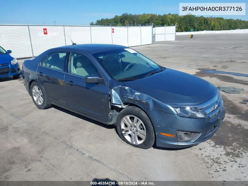 2012 Ford Fusion Se VIN: 3FAHP0HA0CR377126 Lot: 40354798