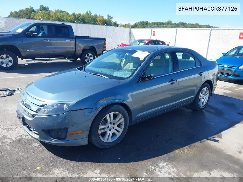 2012 Ford Fusion Se VIN: 3FAHP0HA0CR377126 Lot: 40354798