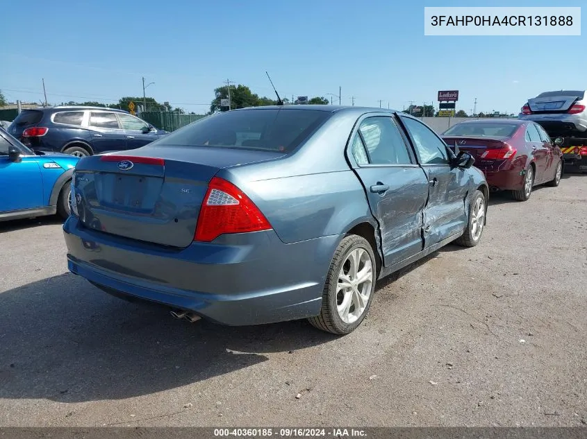 2012 Ford Fusion Se VIN: 3FAHP0HA4CR131888 Lot: 40360185