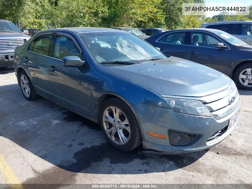 2012 Ford Fusion Se VIN: 3FAHP0HA5CR444822 Lot: 40360713