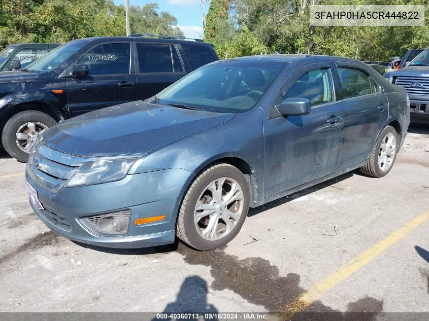 2012 Ford Fusion Se VIN: 3FAHP0HA5CR444822 Lot: 40360713