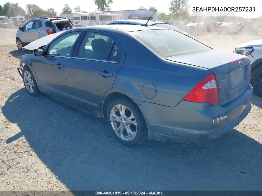 2012 Ford Fusion Se VIN: 3FAHP0HA0CR257231 Lot: 40361019