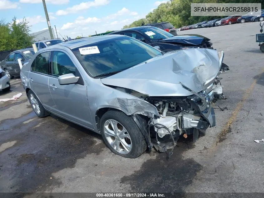 3FAHP0HA9CR258815 2012 Ford Fusion Se