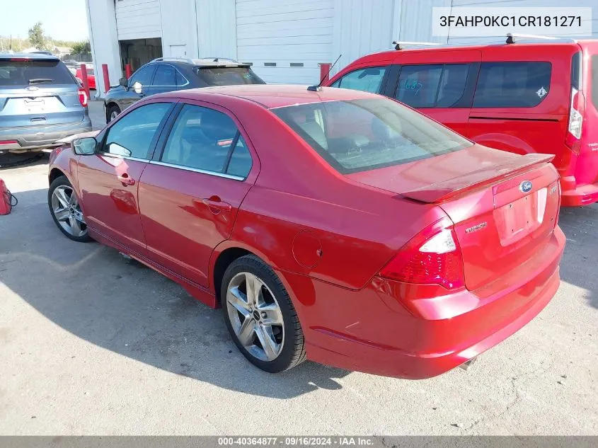 2012 Ford Fusion Sport VIN: 3FAHP0KC1CR181271 Lot: 40364877