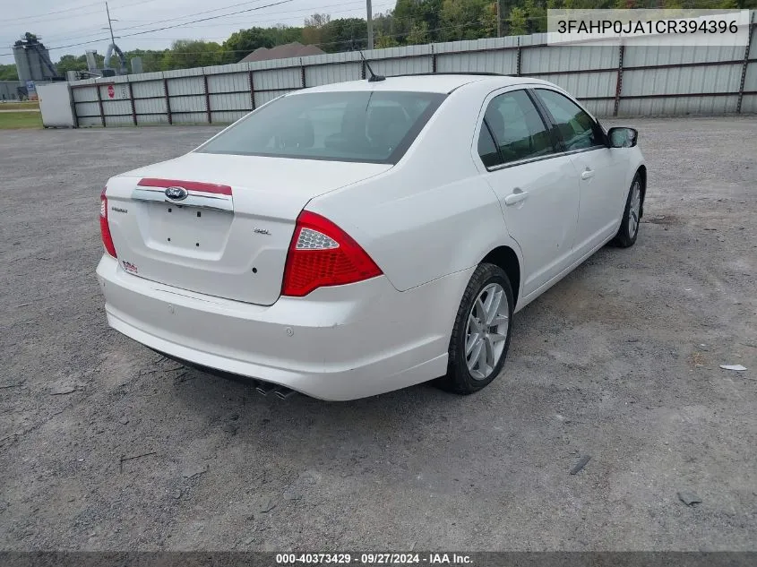 2012 Ford Fusion Sel VIN: 3FAHP0JA1CR394396 Lot: 40373429